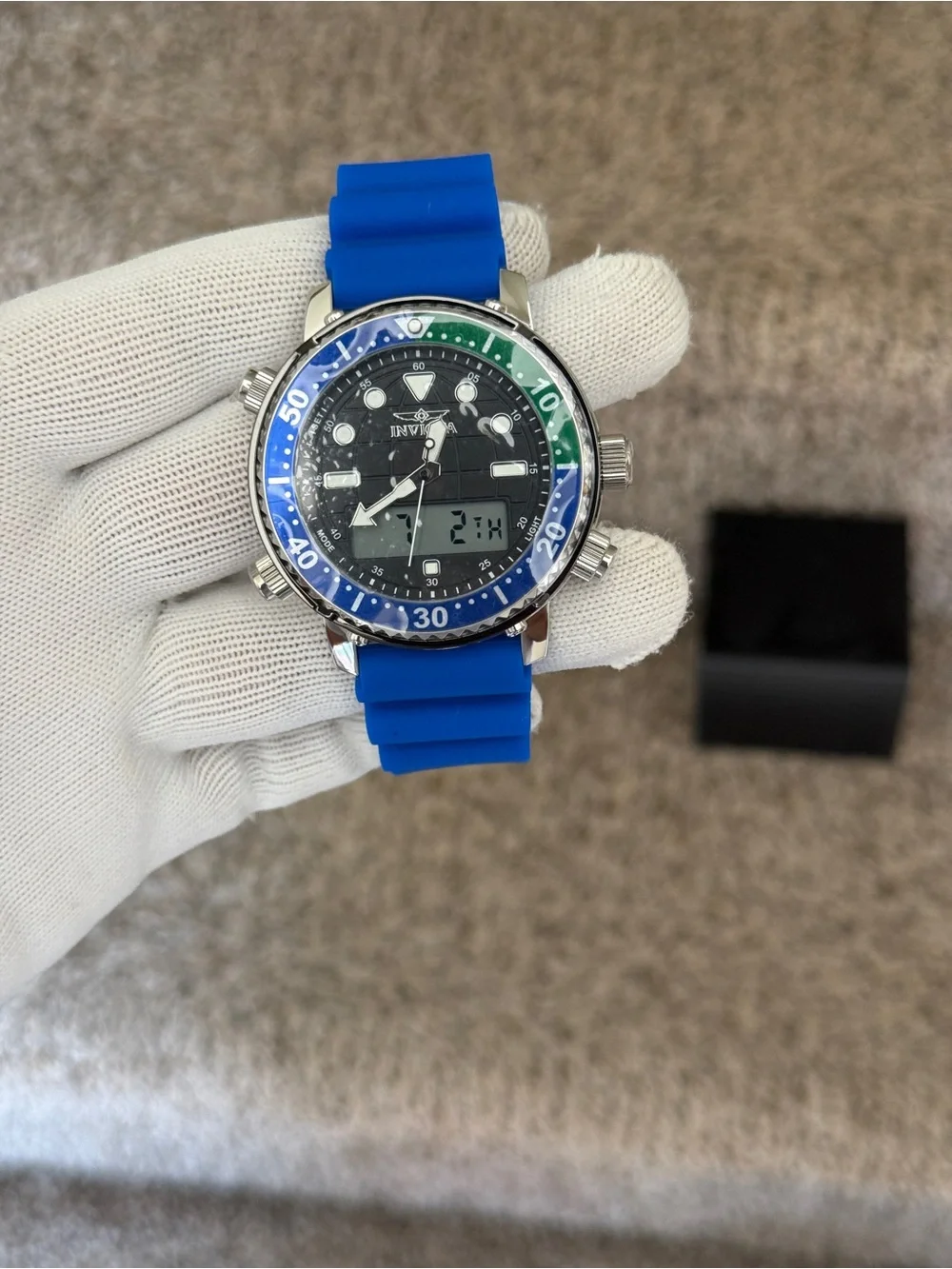 Invicta Blue and Green Dual-Display Sport Watch Mens